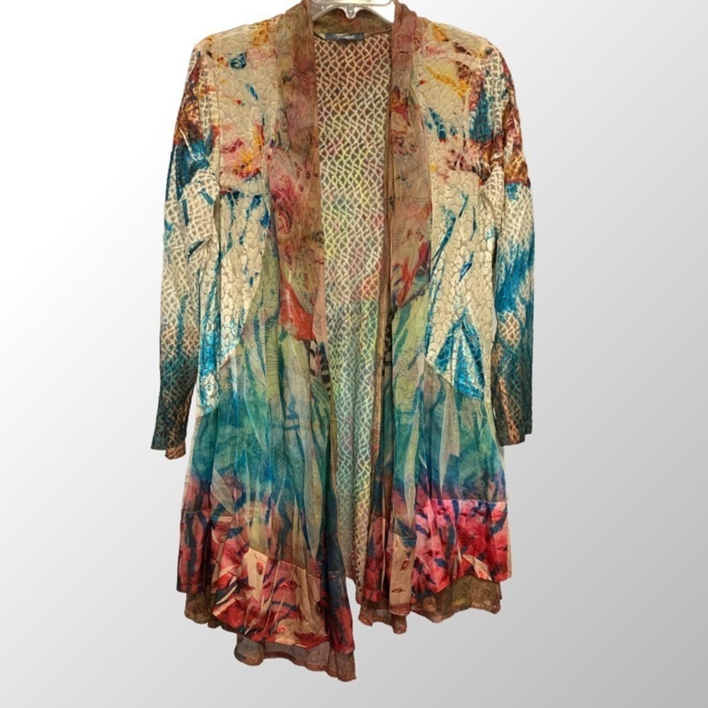 Radzoli Art to Wear Sweater Med Patchwork Lagenlook Bohemian Floral Print Sample
